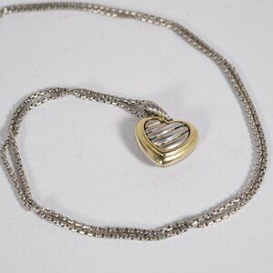 David Yurman Two-Tone Sculpted Cable Heart Pendant